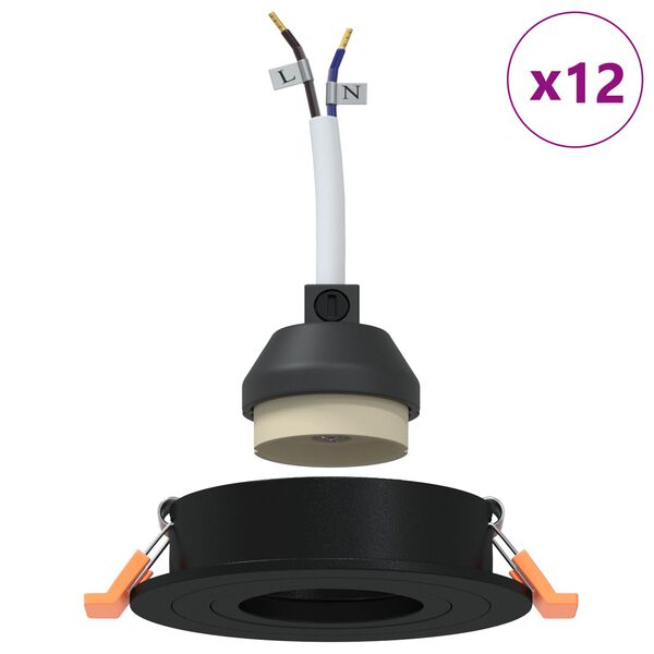 vidaXL Spotje 12 pcs Zwart 9 x 9 x 2 cm Aluminium