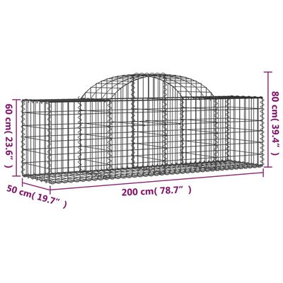 vidaXL Schanskorven 9 st gewelfd 200x50x60/80 cm gegalvaniseerd ijzer