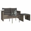 vidaXL 3-delige Loungeset met kussens poly rattan grijs