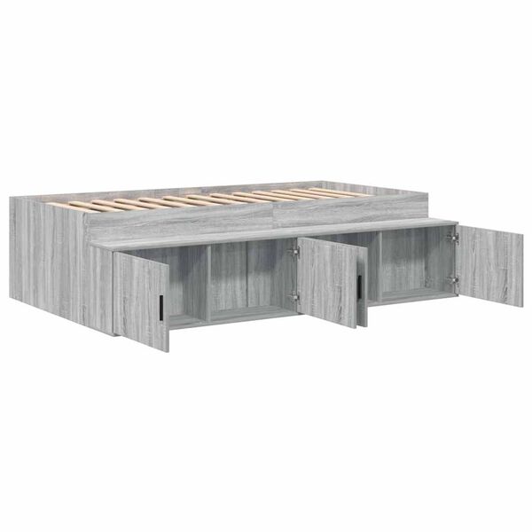 vidaXL Bedframe met lade Grijs Sonoma 90 x 200 cm Bewerkt hout