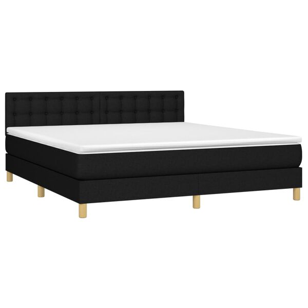 vidaXL Boxspring met matras en LED stof zwart 180x200 cm