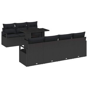 vidaXL Tuin Sofa Set met kussen met opslag 8 pcs Zwart Poly riet