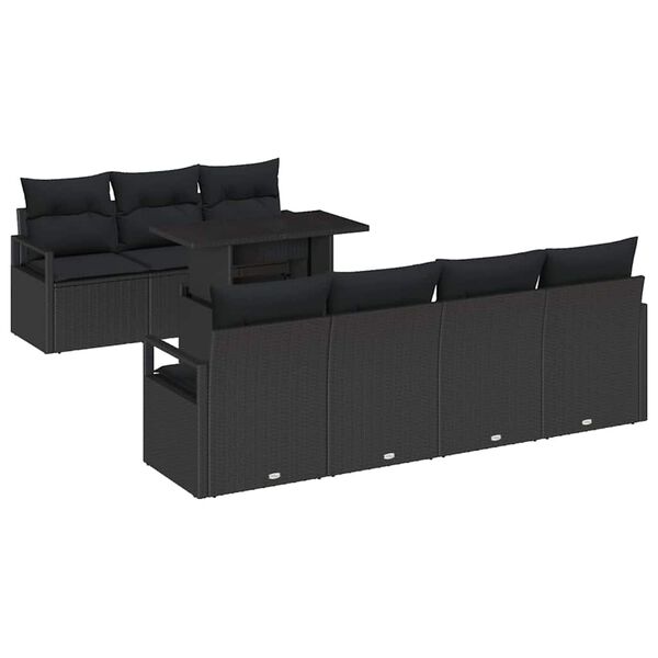 vidaXL Tuin Sofa Set met kussen met opslag 8 pcs Zwart Poly riet
