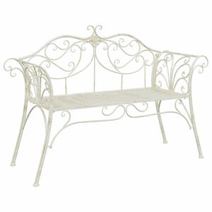 vidaXL Tuinbank 2-Aantal zitplaatsen 130 x 47 x 90 cm Staal Antiek wit