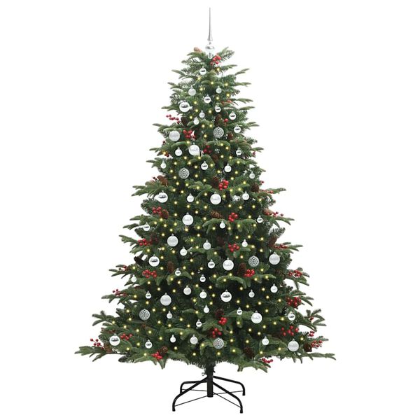 vidaXL Kunstkerstboom Groen 210 cm PVC en Metaal en Plastic