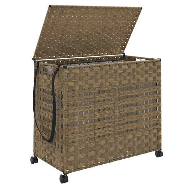 vidaXL Wasmand op wielen 66x35x60 cm rattan