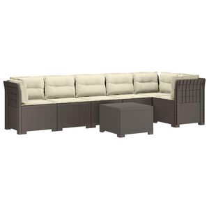 vidaXL 6-Zits Tuin Sofa met Kussens Rattan Look PP Lichtgrijs