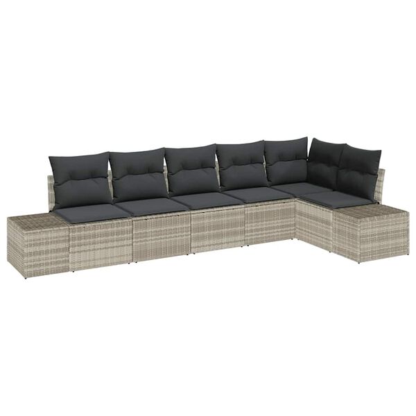 vidaXL Tuin Sofa Set met kussen 6 pcs Lichtgrijs poly rattan
