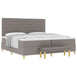 vidaXL Boxspring bed met matras met hoofdeinde Taupe 200 x 200 cm Stof