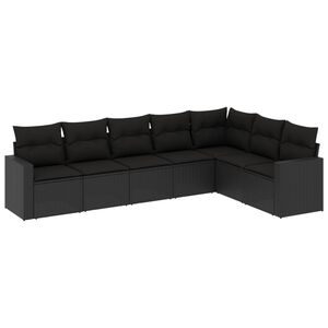 vidaXL 7-delige Loungeset met kussens poly rattan zwart