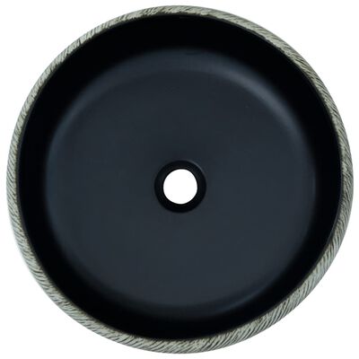 vidaXL Opzetwasbak rond Φ41x14 cm keramiek zwart en grijs