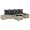 vidaXL Tuin Sofa Set met kussen 6 pcs Lichtgrijs poly rattan