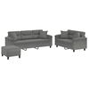 vidaXL 3-delige Loungeset met kussens microvezelstof donkergrijs