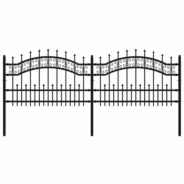 vidaXL Tuinhek Kampen met speerpunt zwart 240x75 cm staal