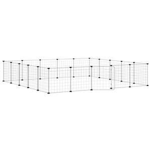 vidaXL Huisdierenkooi met deur 20 panelen 35x35 cm staal zwart