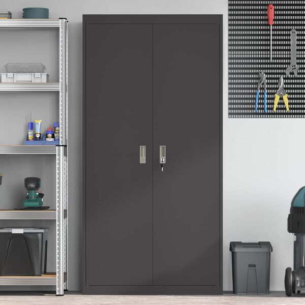 vidaXL Opbergkast 2 pcs Zwart 90 x 40 x 180 cm Koudgewalst Staal