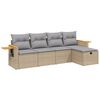 vidaXL 5-delige Loungeset met kussens poly rattan gemengd beige