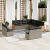 vidaXL 11-delige Loungeset met kussens poly rattan grijs