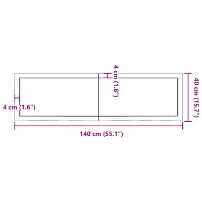 vidaXL Wastafelblad 140x40x(2-4) cm onbehandeld massief hout