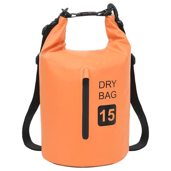 vidaXL Drybag met rits 15 L PVC oranje