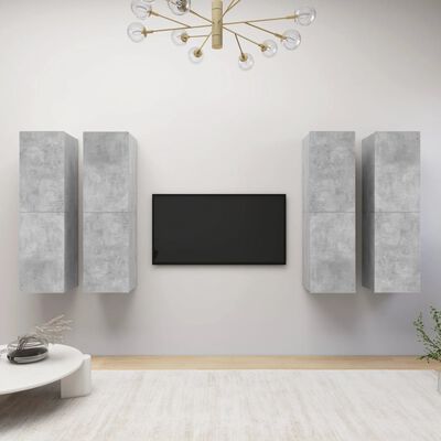 vidaXL Tv-meubelen 4 st 30,5x30x110 cm bewerkt hout betongrijs