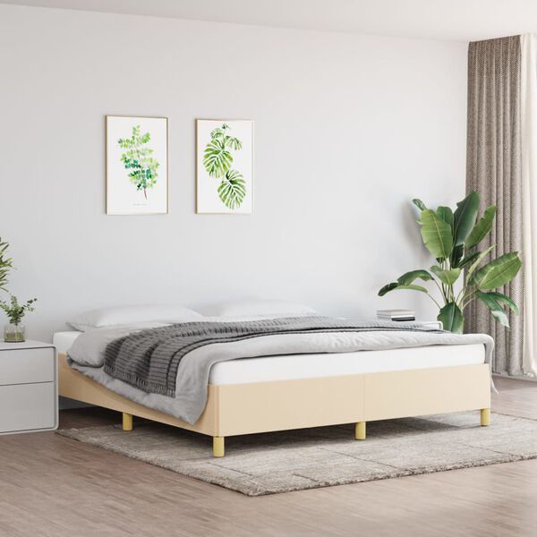 vidaXL Boxspring bed stof cr&egrave;mekleurig 160x200 cm