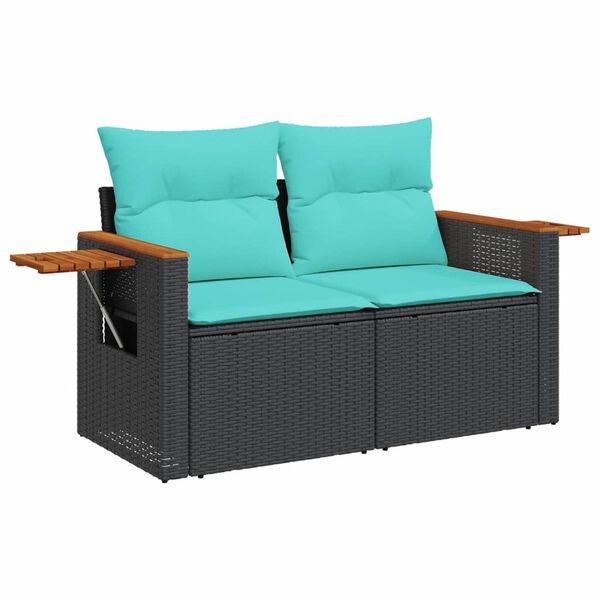 vidaXL 8-delige Loungeset met kussens poly rattan zwart