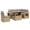 vidaXL 6-delige Loungeset met kussens poly rattan beige
