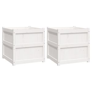 vidaXL Plantenbakken 2 st cm massief grenenhout wit