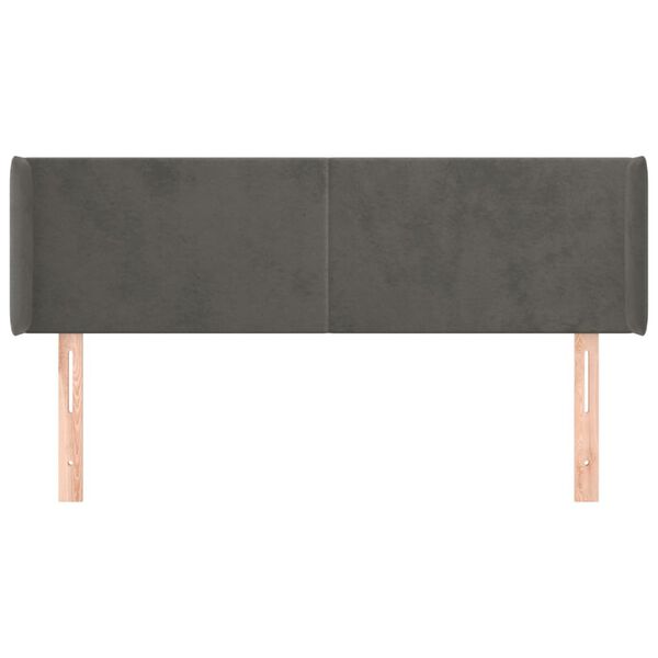 vidaXL Hoofdbord met randen 147x16x78/88 cm fluweel donkergrijs