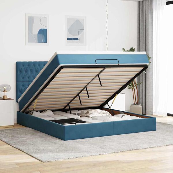 vidaXL Ottoman bed met matrassen en LED's 160x200cm fluweel