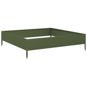 vidaXL Plantenbak verhoogd 100x100x26 cm staal olijfgroen