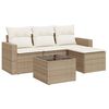 vidaXL 5-delige Loungeset met kussens poly rattan beige