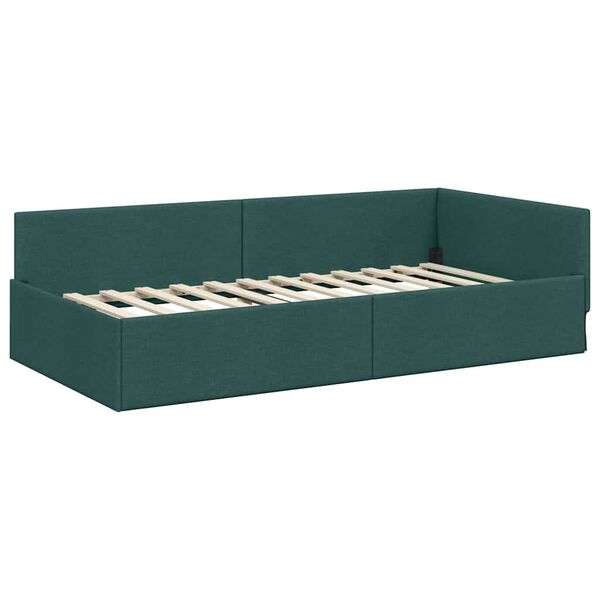 vidaXL Hoekbedframe met hoofdeinde Donkergroen 90 cm x 190 cm Fluweel