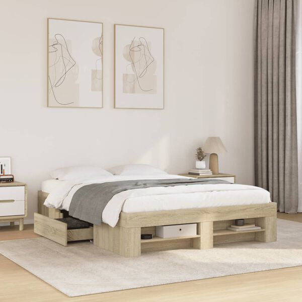 vidaXL Bedframe zonder matras hout sonoma eikenkleurig 120x190 cm