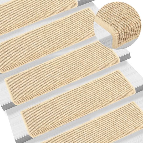 vidaXL Trapmatten 15 st 65x21x4 cm lichtbeige met rechthoekige rand