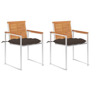 vidaXL Tuinstoelen 2 st met kussens massief acaciahout en staal