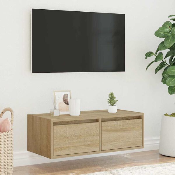 vidaXL Tv-meubel met LED-verlichting 75x35,5x25 cm sonoma eikenkleurig