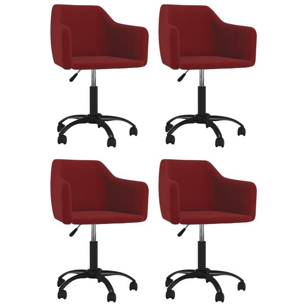 vidaXL Eetkamerstoelen draaibaar 4 st fluweel wijnrood
