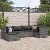 vidaXL 6-delige Loungeset met kussens poly rattan grijs