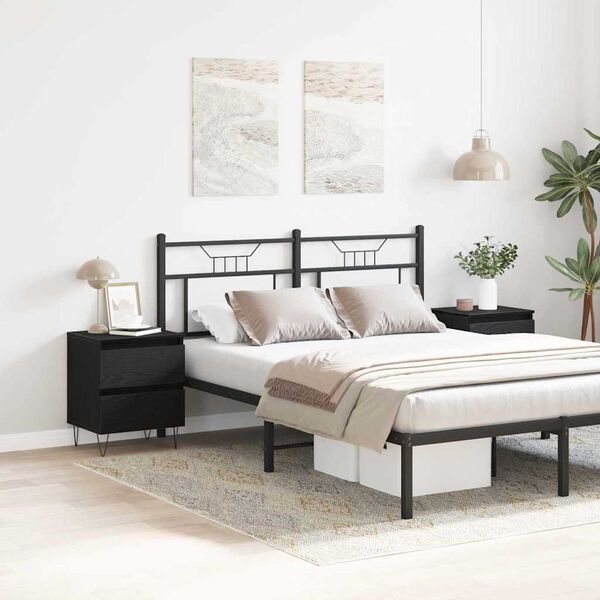 vidaXL Nachtkastje 2 pcs Zwart eiken 40 x 35 x 50 cm Bewerkt hout