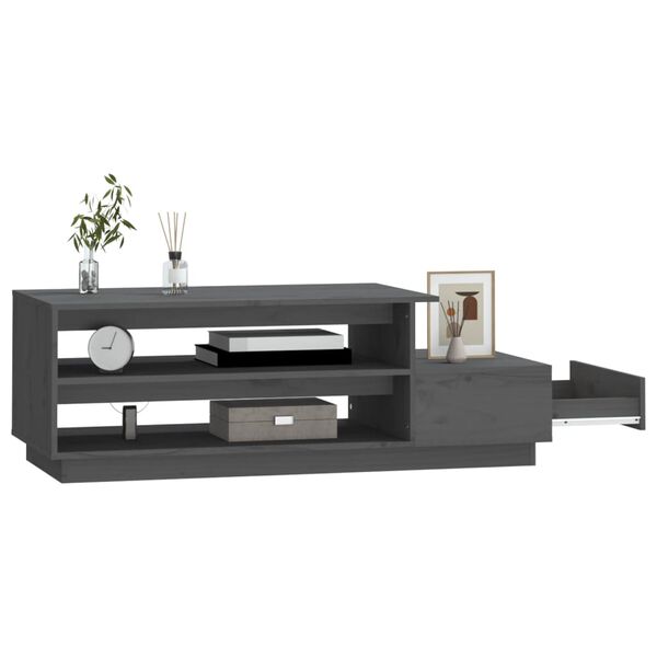 vidaXL Salontafel 120x50x40,5 cm massief grenenhout grijs