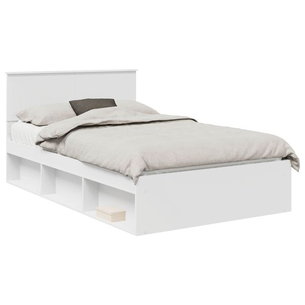 vidaXL Bedframe met hoofdeinde Wit 120 x 200 cm Massief grenenhout