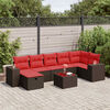vidaXL 8-delige Loungeset met kussens poly rattan bruin