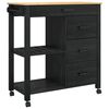 vidaXL Keuken Trolley MONZA Zwart 84 x 40 x 88,5 cm Massief Vurenhout
