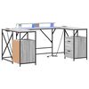 vidaXL Bureau Grijs Sonoma Bewerkt hout 182 x 101 x 87,5 cm