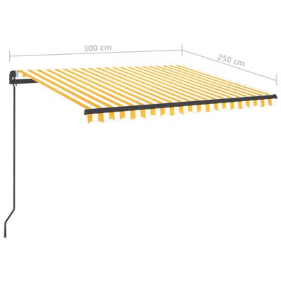 vidaXL Luifel automatisch met LED en windsensor 3x2,5 m geel en wit