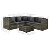 vidaXL 4-delige Loungeset met kussens poly rattan grijs