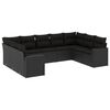 vidaXL 9-delige Loungeset met kussens poly rattan zwart