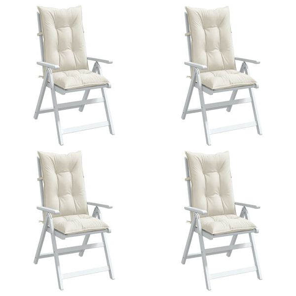 vidaXL Stoelkussens 4 st hoge rug 120x50x7 cm stof gemêleerd crème